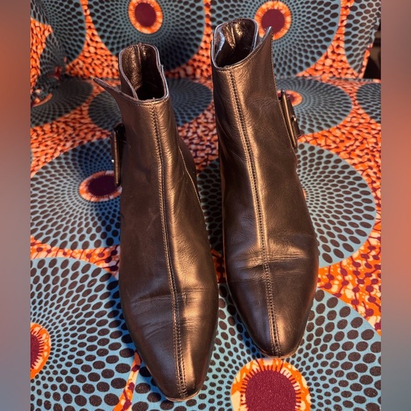 Gema Shoes - Vintage 90s Italian Leather Buckle Ankle Boots By Gema Size 37 Bootie US Size 6